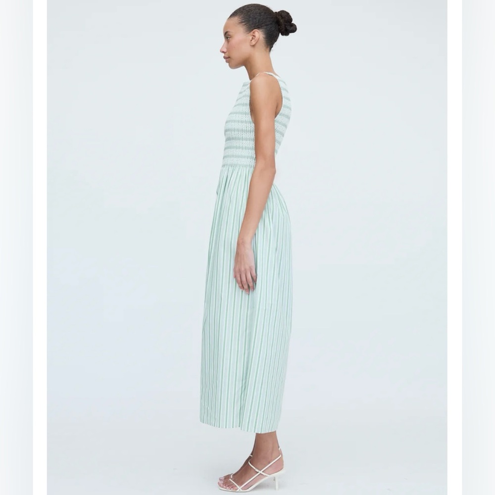 Hill House Mint Green Striped Sleeveless Midi Dress - Picture 2 of 8